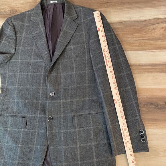 Joseph Abboud Blazer Men 42L Wool Gray Glen Plaid 2 Button Jacket - Picture 10 of 15